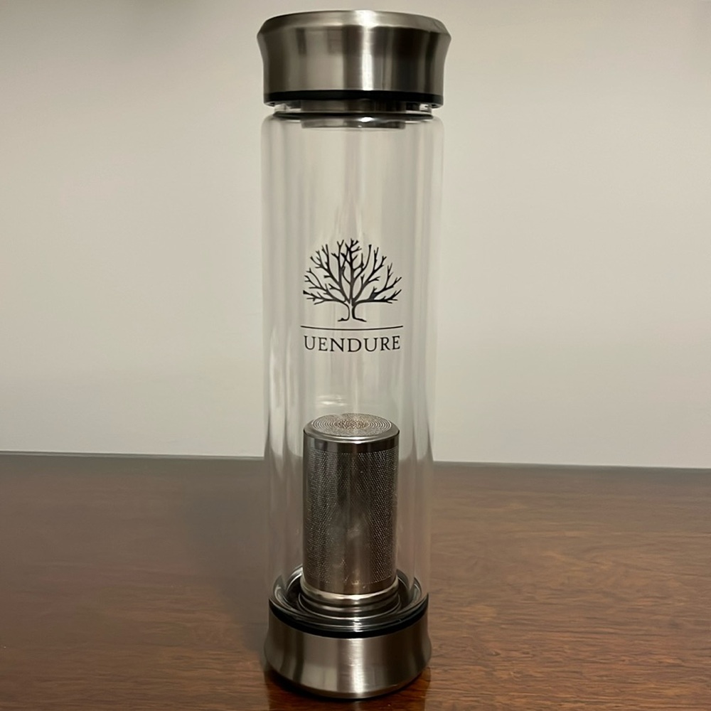Uendure Glass Travel Tumbler With Tea Infuser